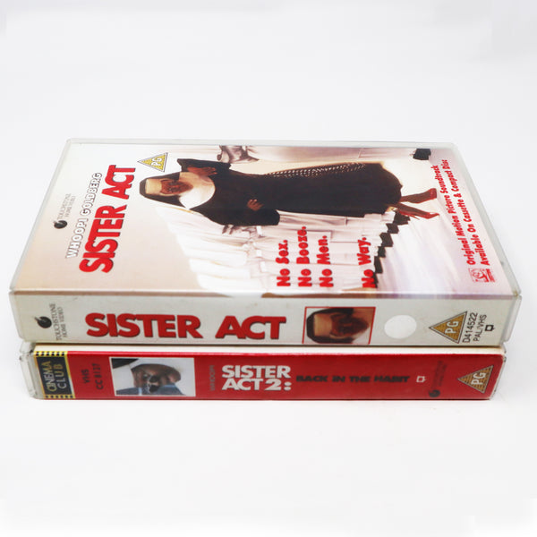 Vintage Touchstone Home Video Whoopi Goldberg Sister Act 1 & Sister Act 2 : Back In The Habit PAL VHS (Video Home System) Tapes Lot