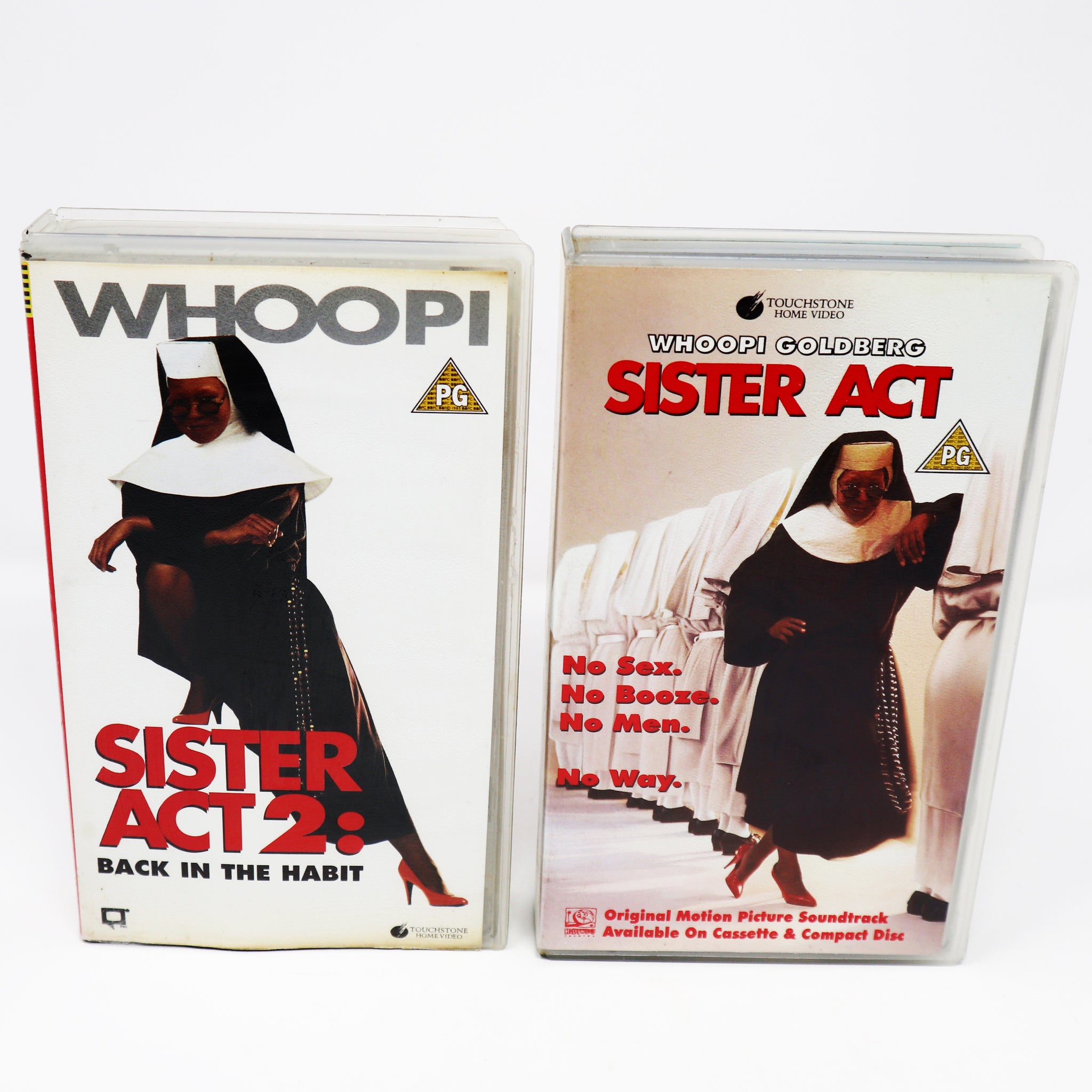 Vintage Touchstone Home Video Whoopi Goldberg Sister Act 1 & Sister Act 2 : Back In The Habit PAL VHS (Video Home System) Tapes Lot