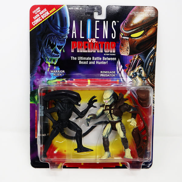 Vintage 1993 90s Kenner Aliens vs Predator Action Figures Warrior Alien & Renegade Predator Two Pack Carded MOC
