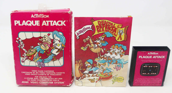 Vintage 1983 80s Atari 2600 Plaque Attack EAX027 Video Game Cartridge For The Atari Video Computer System Boxed