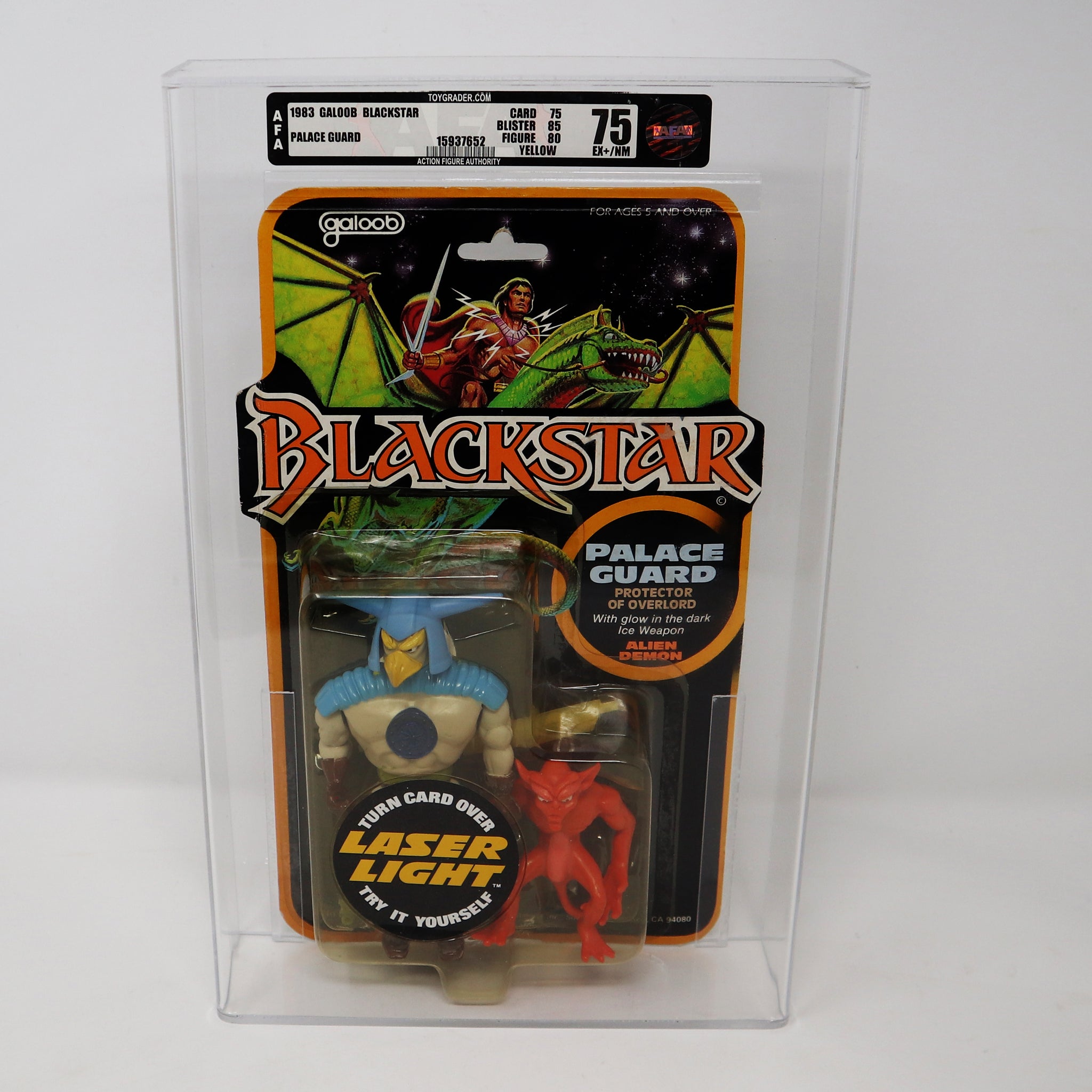 Vintage 1983 80s Galoob Blackstar Black Star Palace Guard Action Figure AFA 75 EX+ / NM Graded MOC Carded Rare