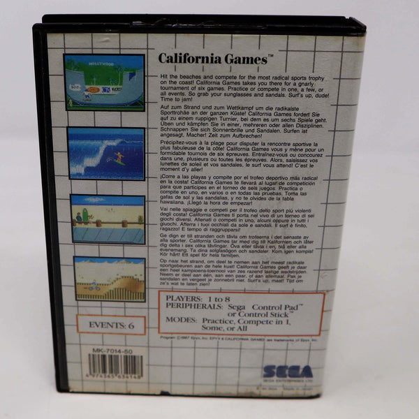 Vintage 1989 80s Sega Master System California Games Cartridge Video Game Pal Sports 1-8 Players