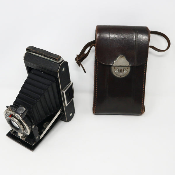 Vintage 1930s Kodak Vollenda 620 Folding Roll Film Camera + Original Leather Case Rare Art Deco Period