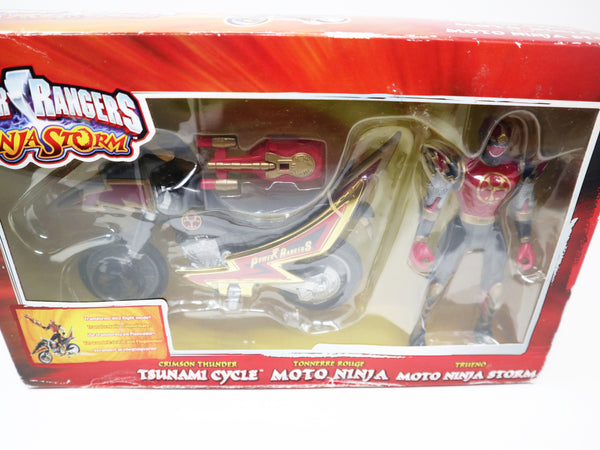 2003 Bandai Power Rangers Ninja Storm Crimson Thunder Tsunami Cycle Vehicle + Power Ranger Action Figure Mint Boxed Sealed MISB