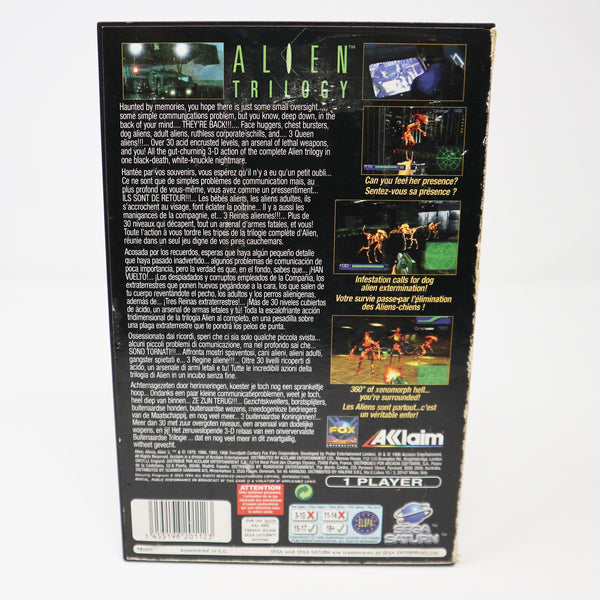 Vintage 1996 90s Sega Saturn Alien Trilogy Video Game PAL French Secam 1 Player