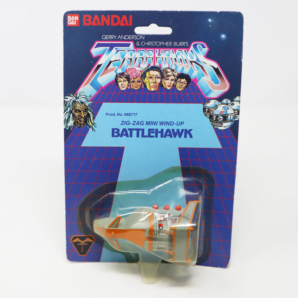 Vintage 1983 80s Bandai Gerry Anderson & Christopher Burr's Terrahawks Battlehawk Zig-Zag Mini Wind-Up Space Vehicle Prod. 988717 Carded MOC