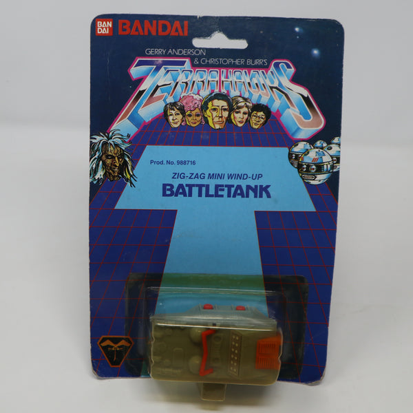 Vintage 1983 80s Bandai Gerry Anderson & Christopher Burr's Terrahawks Battletank Zig-Zag Mini Wind-Up Space Vehicle Prod. 988716 Carded MOC