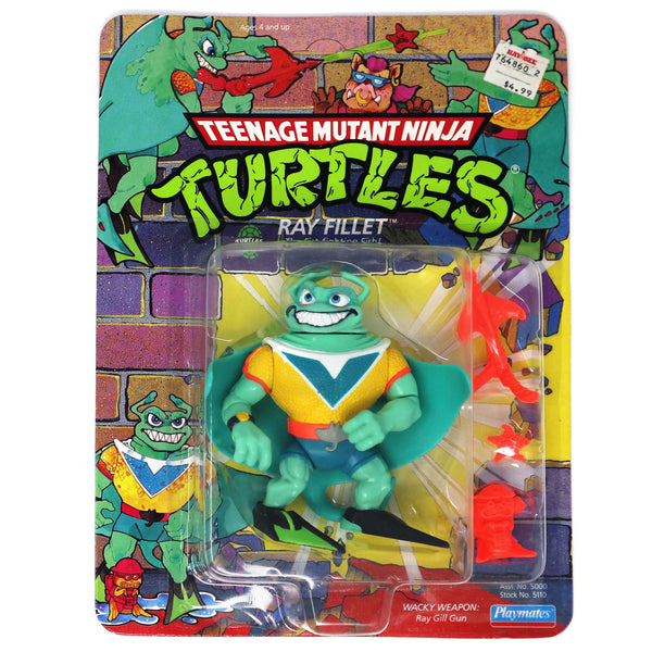 Vintage 1990 90s Playmates Toys Teenage Mutant Ninja Turtles (TMNT) Ray Fillet Action Figure Carded MOC