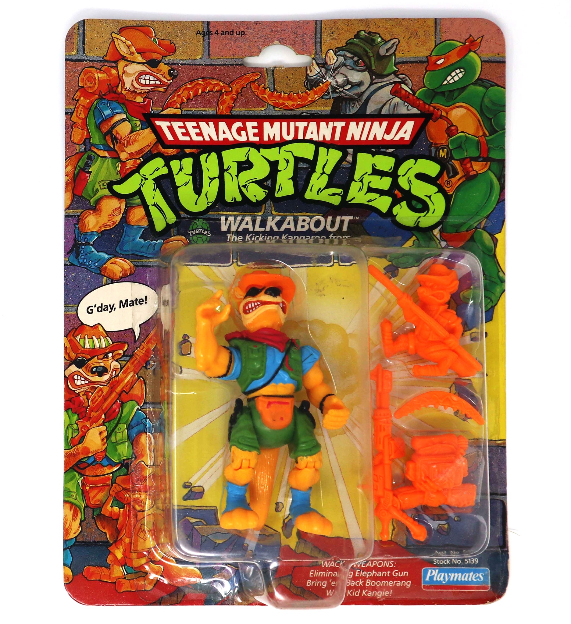 Vintage 1991 90s Playmates Toys Teenage Mutant Ninja Turtles (TMNT) Walkabout Action Figure Carded MOC