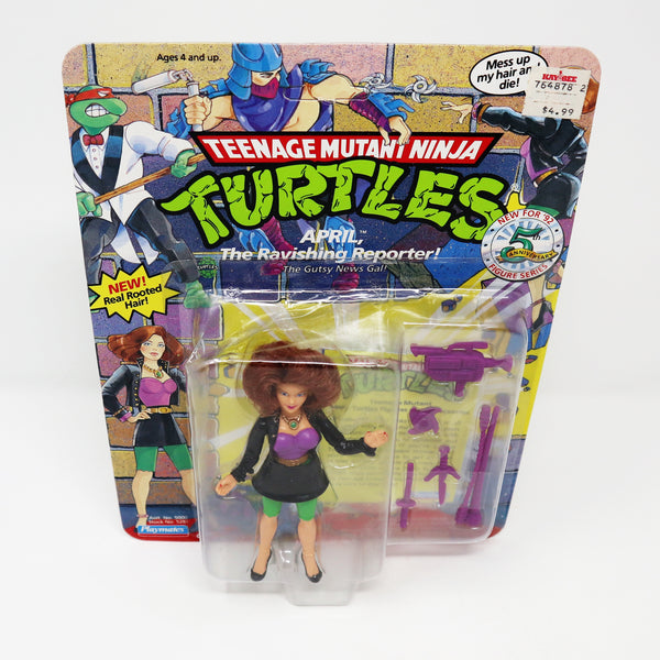 Vintage 1992 90s Playmates Toys Teenage Mutant Ninja Turtles (TMNT) April O'Neil The Ravashing Reporter! Action Figure Carded MOC