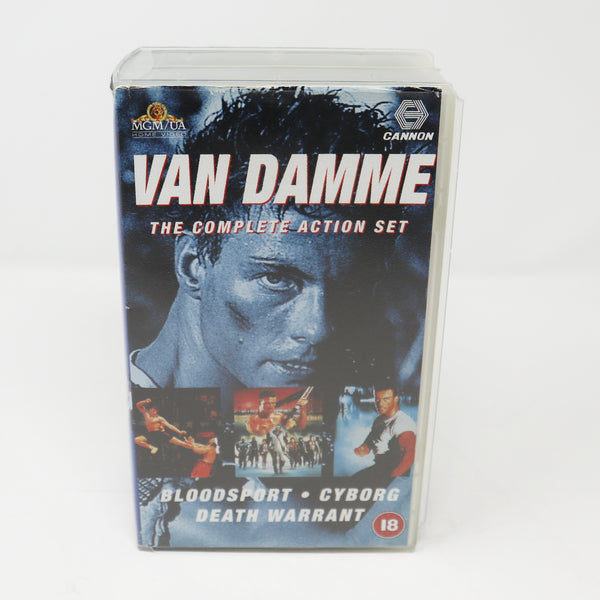 Vintage 1994 90s MGM / UA Home Video Jean-Claude Van Damme The Complete Action Set (Bloodsport, Cyborg & Death Warrant) PAL VHS (Video Home System) Tape