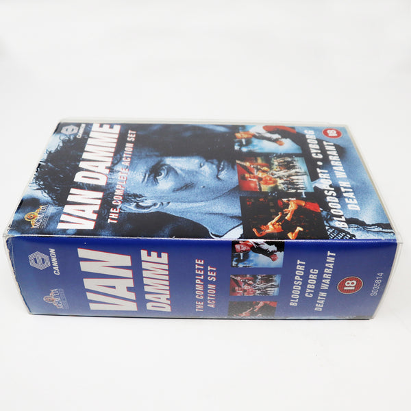 Vintage 1994 90s MGM / UA Home Video Jean-Claude Van Damme The Complete Action Set (Bloodsport, Cyborg & Death Warrant) PAL VHS (Video Home System) Tape
