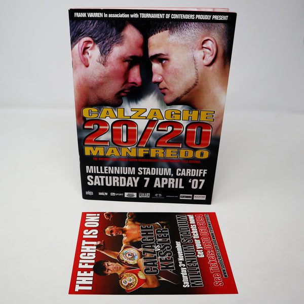 20/20 Joe Calzaghe vs Peter Manfredo Jr 20th World Super-Middleweight Championship Title Defense Saturday 7th April '07 Millenium Stadium, Cardiff Boxing Sports Programme Program Book