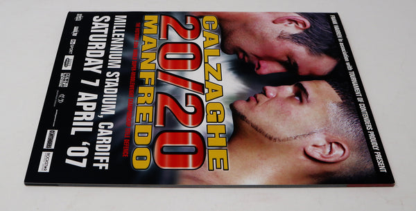 20/20 Joe Calzaghe vs Peter Manfredo Jr 20th World Super-Middleweight Championship Title Defense Saturday 7th April '07 Millenium Stadium, Cardiff Boxing Sports Programme Program Book