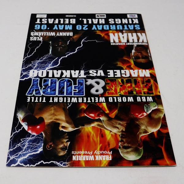 2006 WBU World Welterweight Title Fire & Fury Magee vs Takaloo Saturday 20 May '06 Kings Hall Belfast Boxing Sports Programme Program Book + Ticket Stub