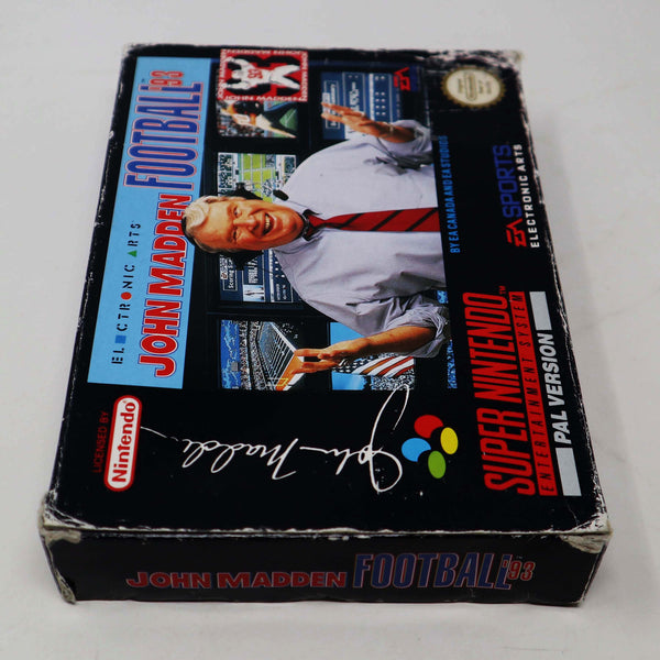 Vintage 1990s Super Nintendo Entertainment System SNES John Madden Football '93 Cartridge Video Game Boxed Pal Version