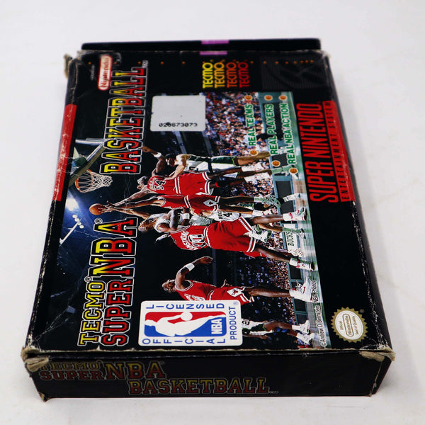 Vintage 1993 90s Super Nintendo Entertainment System SNES Tecmo Super NBA Basketball Cartridge Video Game Boxed NTSC Version