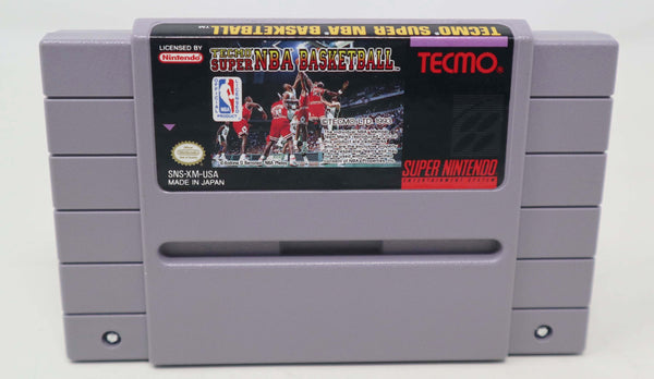 Vintage 1993 90s Super Nintendo Entertainment System SNES Tecmo Super NBA Basketball Cartridge Video Game Boxed NTSC Version