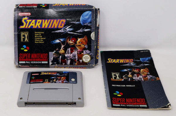 Vintage 1993 90s Super Nintendo Entertainment System SNES Starwing Cartridge Video Game Boxed Pal Version