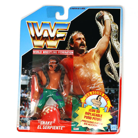 Vintage 1990 90s Hasbro WWF Wrestling Series 1 Jake "The Snake" Roberts Action Figure Carded MOC Rare Spanish