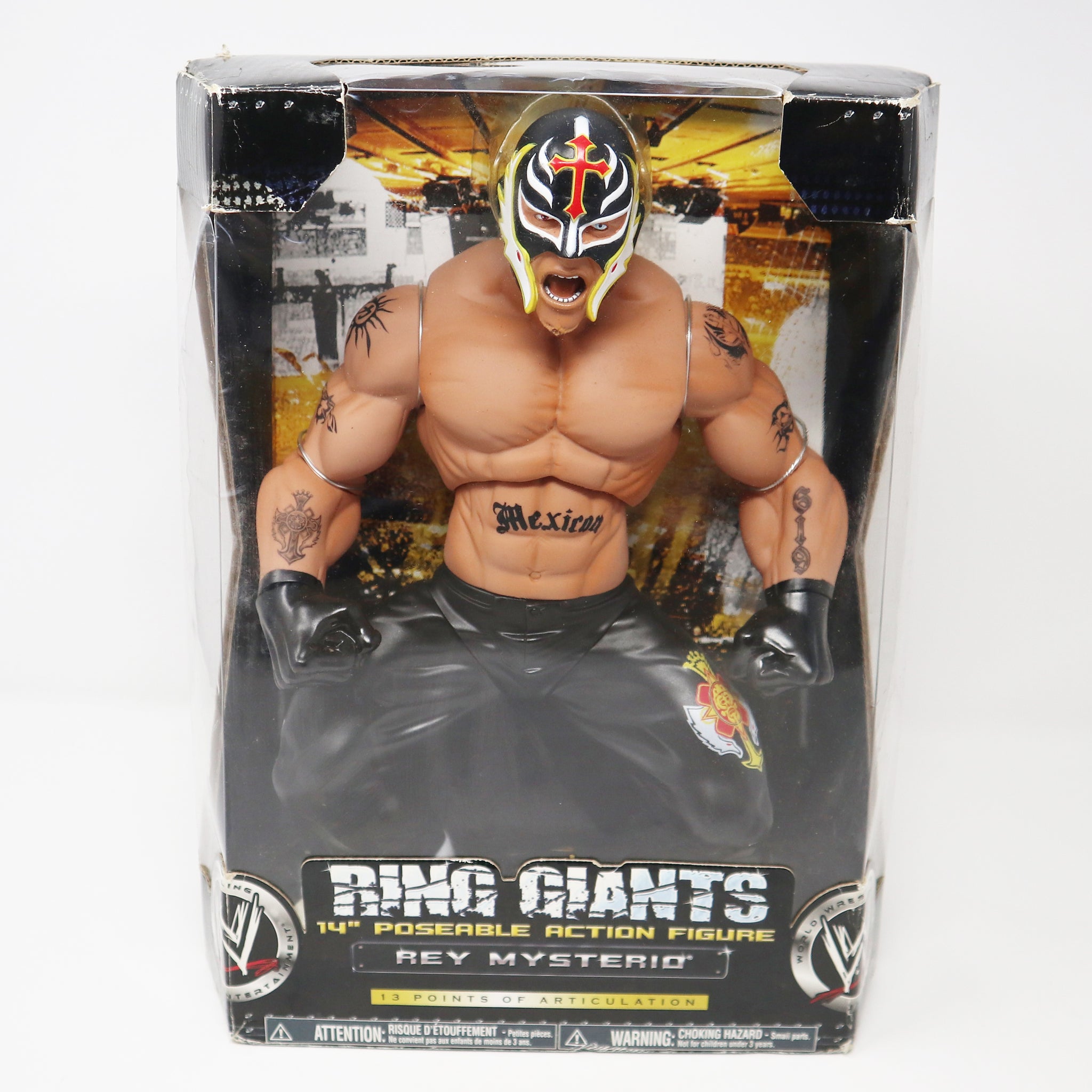 2006 JAKKS Pacific / Vivid Imaginations WWE World Wrestling Entertainment Ring Giants Rey Mysterio 14" Poseable Action Figure Mint Boxed Sealed MISB