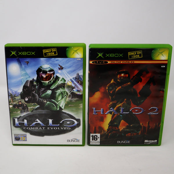 Vintage 2002 2004 Microsoft Xbox X-Box Halo & Halo 2 Combat Video Game Lot PAL 1-4 Players