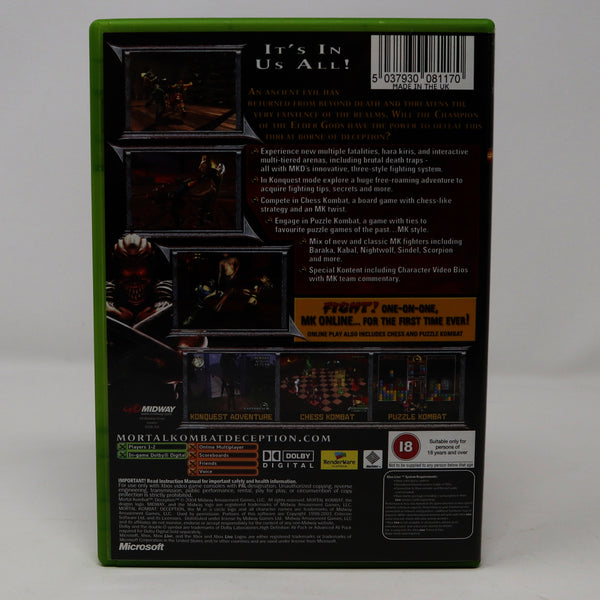 Vintage 2004 Microsoft Xbox X-Box Mortal Kombat Deception Video Game PAL 1-2 Players